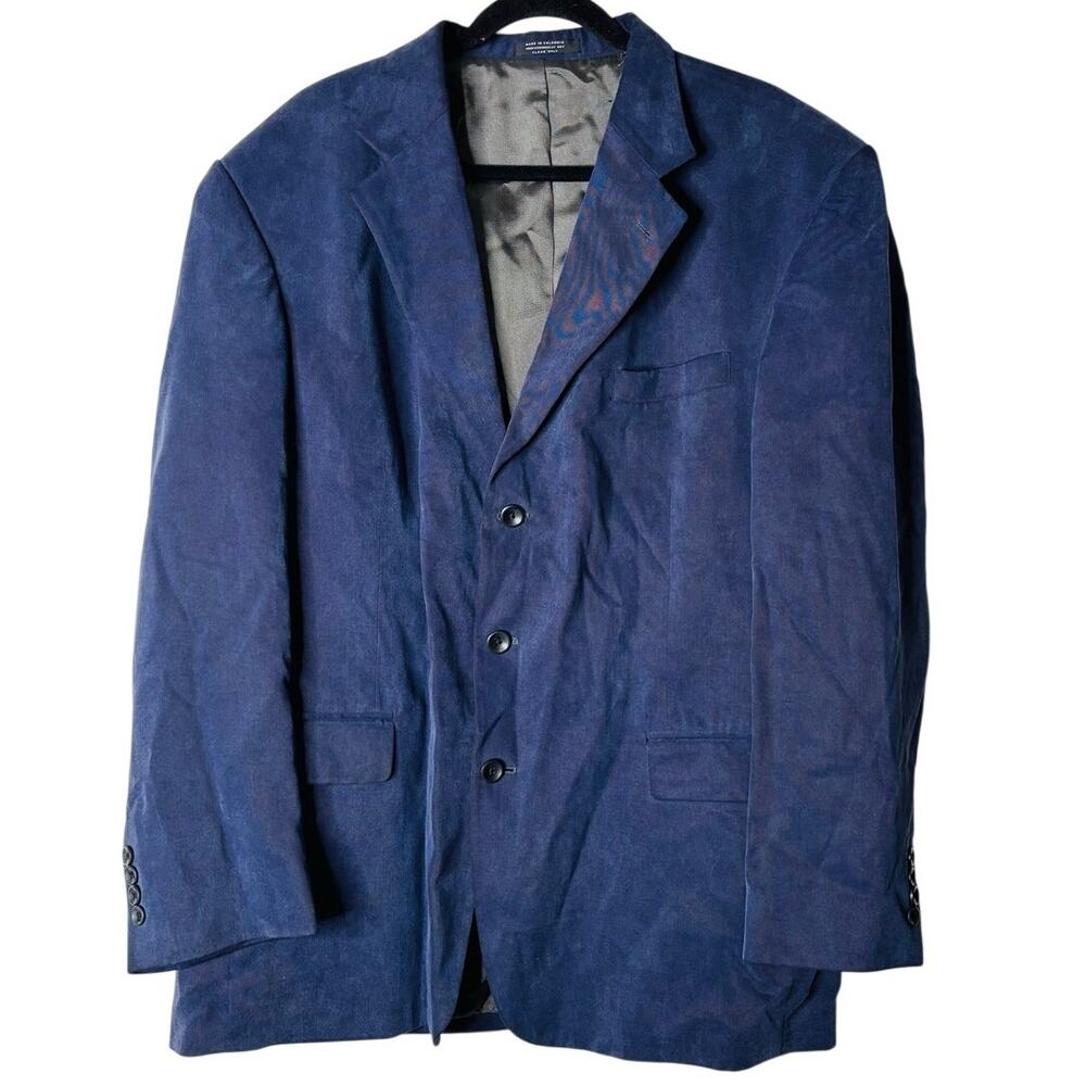 Oscar de la Renta Mens Blue Tencel Sport Coat Blazer Size 46R
